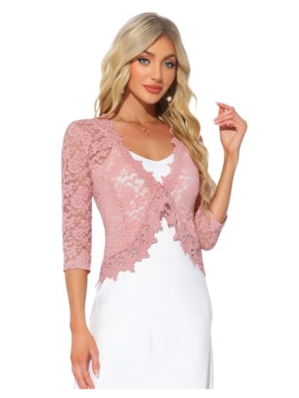 Lace Shrug Women's Evening Formal Bolero Cardigan 3/4 Sleeve